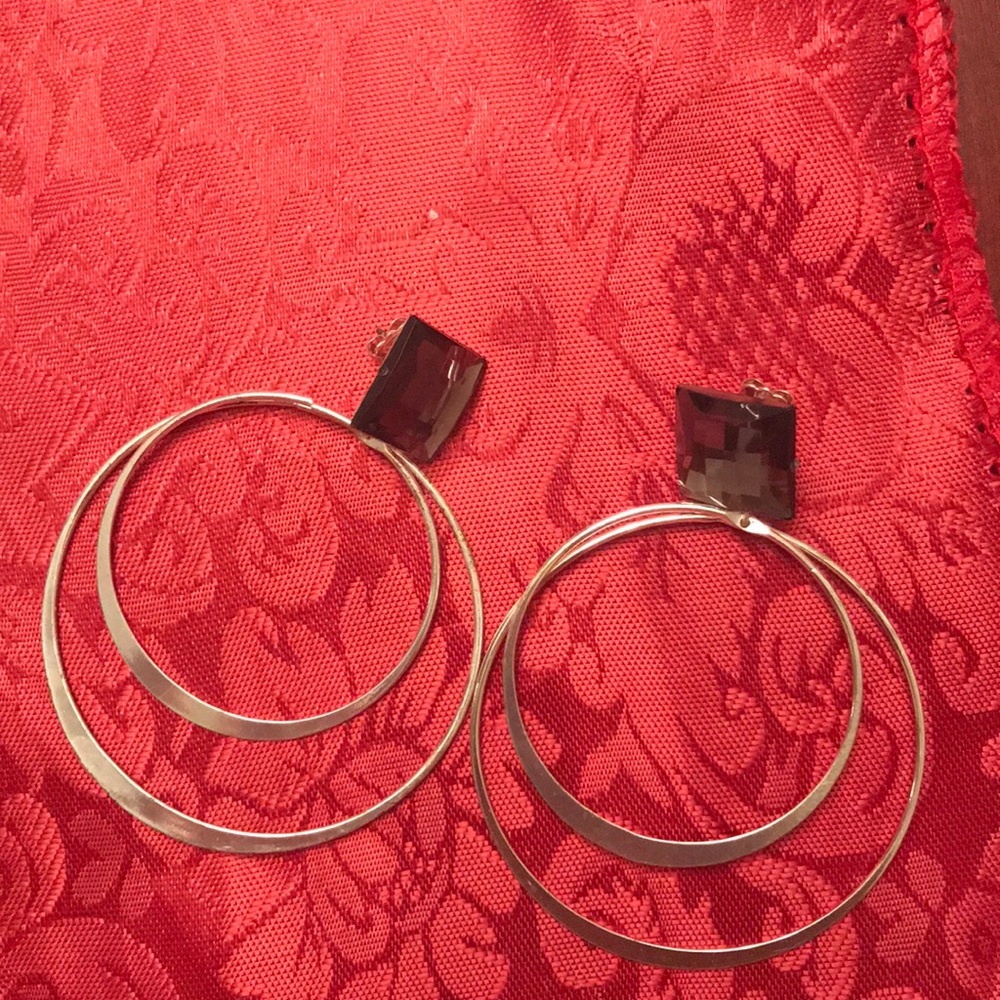 Silver-tone Gray stone Earrings